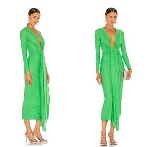lorena midi dress in bright green solace london SOLACE London Lorena Midi Dress in Bright Green